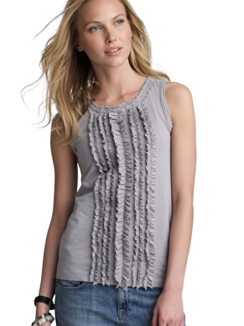 J. CREW: Slub Cotton Ruffle Lavender Tank -Size Small